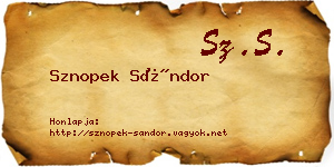 Sznopek Sándor névjegykártya