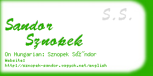 sandor sznopek business card